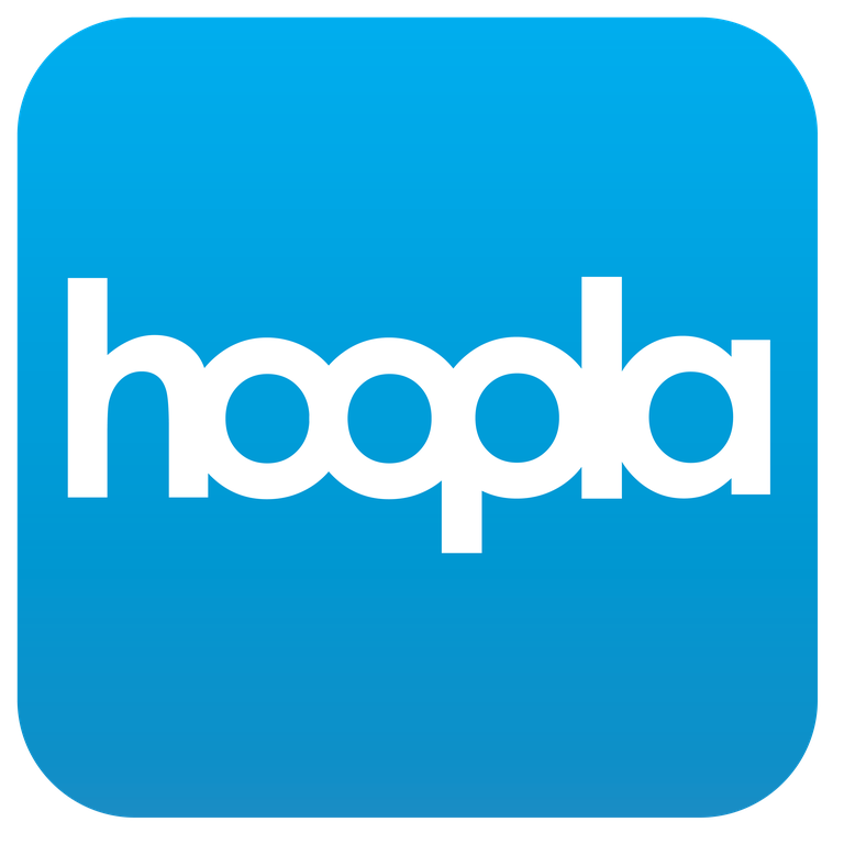 Sky blue background image with HOOPLA written in white